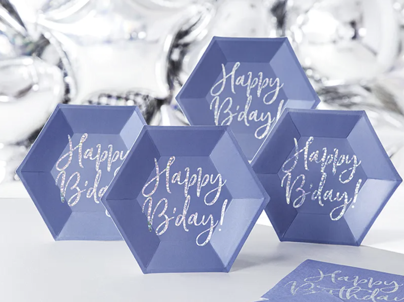 Тарілочки Happy Birthday сині 744847249641 фото