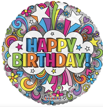 Фольгована кулька коло Happy Birthday різнокольорові літери 964783954211 фото