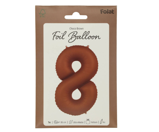 Фольгована кулька цифра 8 шоколад матовий 919612758222 фото