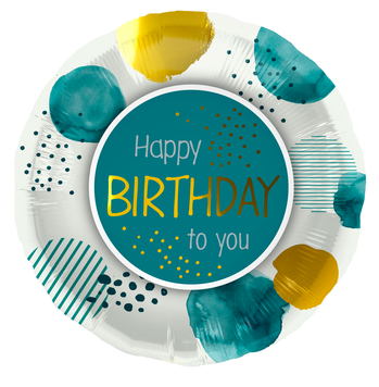 Фольговане коло Happy birthday бірюзово-золоте 722987017952 фото