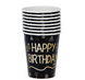 Стаканчики Happy Birthday чорні з золотом 703852651202 фото 2