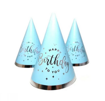 Святковий ковпачок Блакитний зі сріблом Happy Birthday 35987412673329 фото