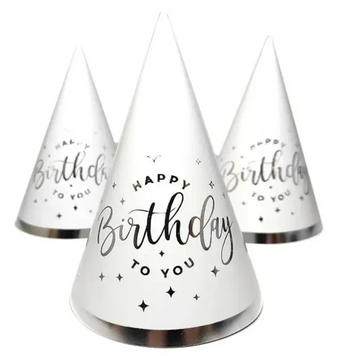 Святковий ковпачок Білий зі сріблом Happy Birthday 233116926482 фото