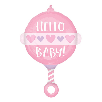 Фольгована фігура Брязкальце Hello bаby рожеве 758969500072 фото