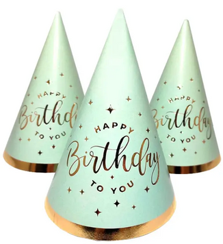 Святковий ковпачок М'ятний з золотом Happy Birthday 879776017921 фото
